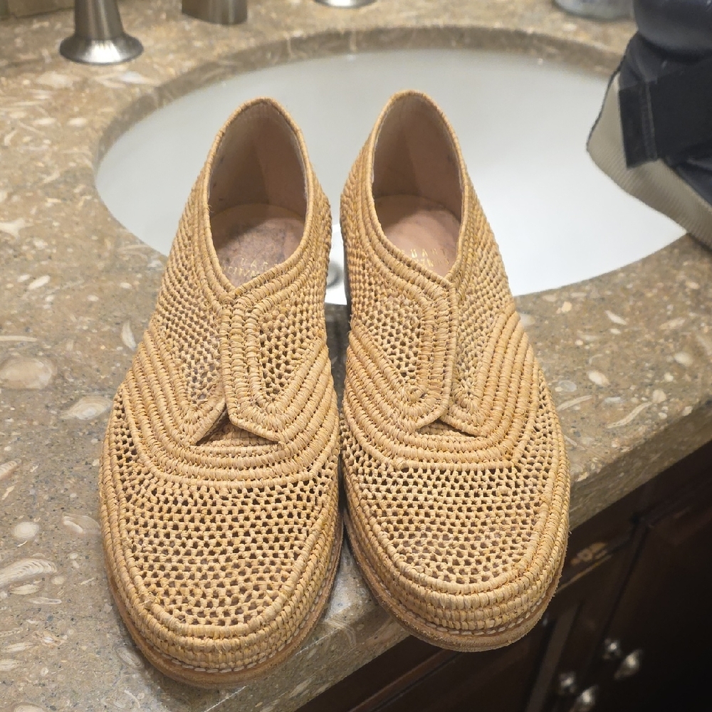 Stuart Weitzman Beige Woven Flats
